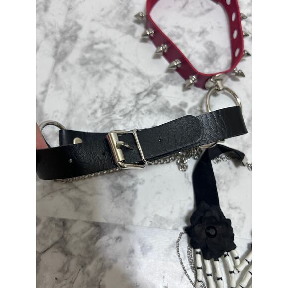 Gothic Rock Punk Faux Leather Chokers 5 Lot Necklace Whimsygoth Fairycore Witchy - Picture 10 of 10